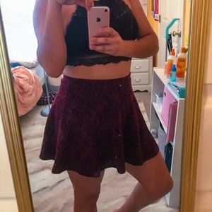 Red floral High-Waisted Skirt